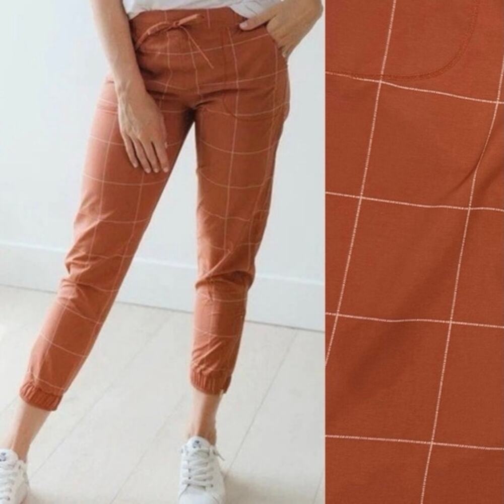 Albion Fit Jetsetter Joggers In Rust Windowpane